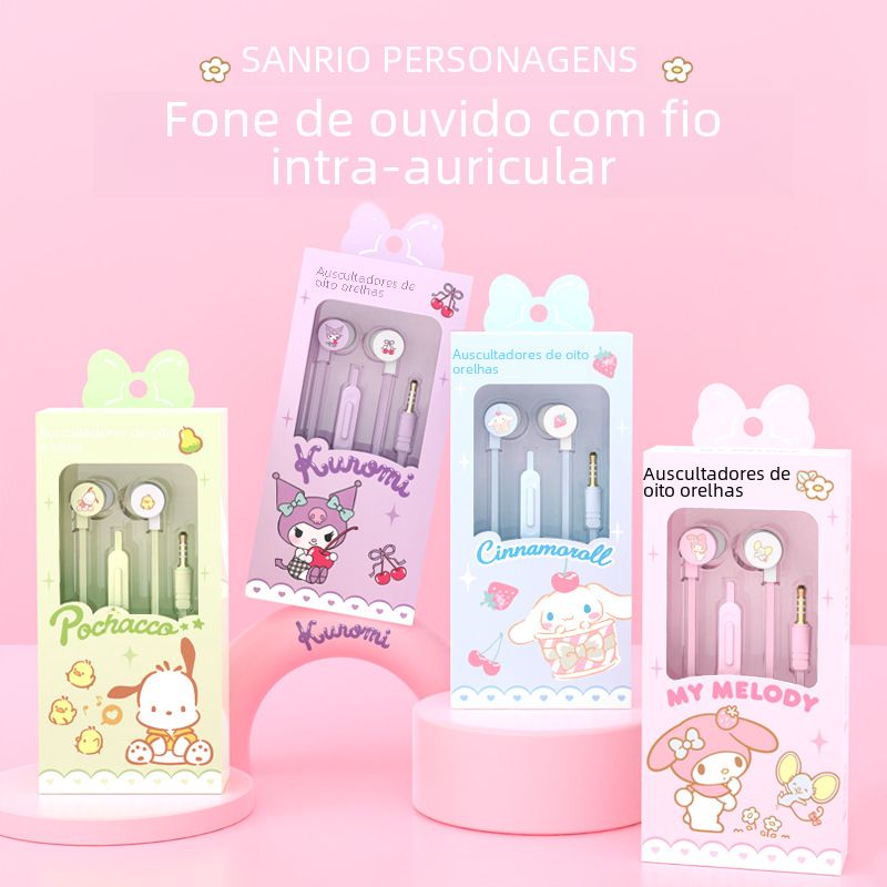 Kuromi Pacha Cute In-Ear Wired Headphones for Students