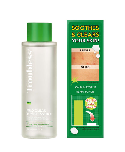 Troubless Mild Clear Toner Essence - Skin Moisturizing & Soothing Toner for Face Tea Tree Facial Toner for All Skin Types | Hydrating Skin Toner Daily Skin Care (6.76 fl oz)