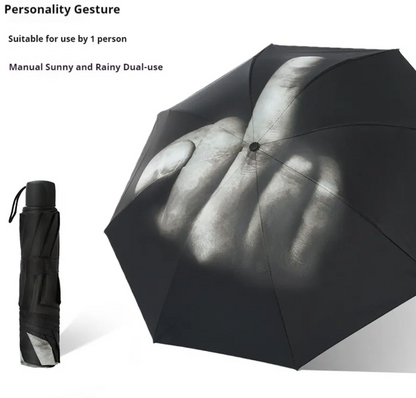Auto Open Folding Umbrella with Gesture Print