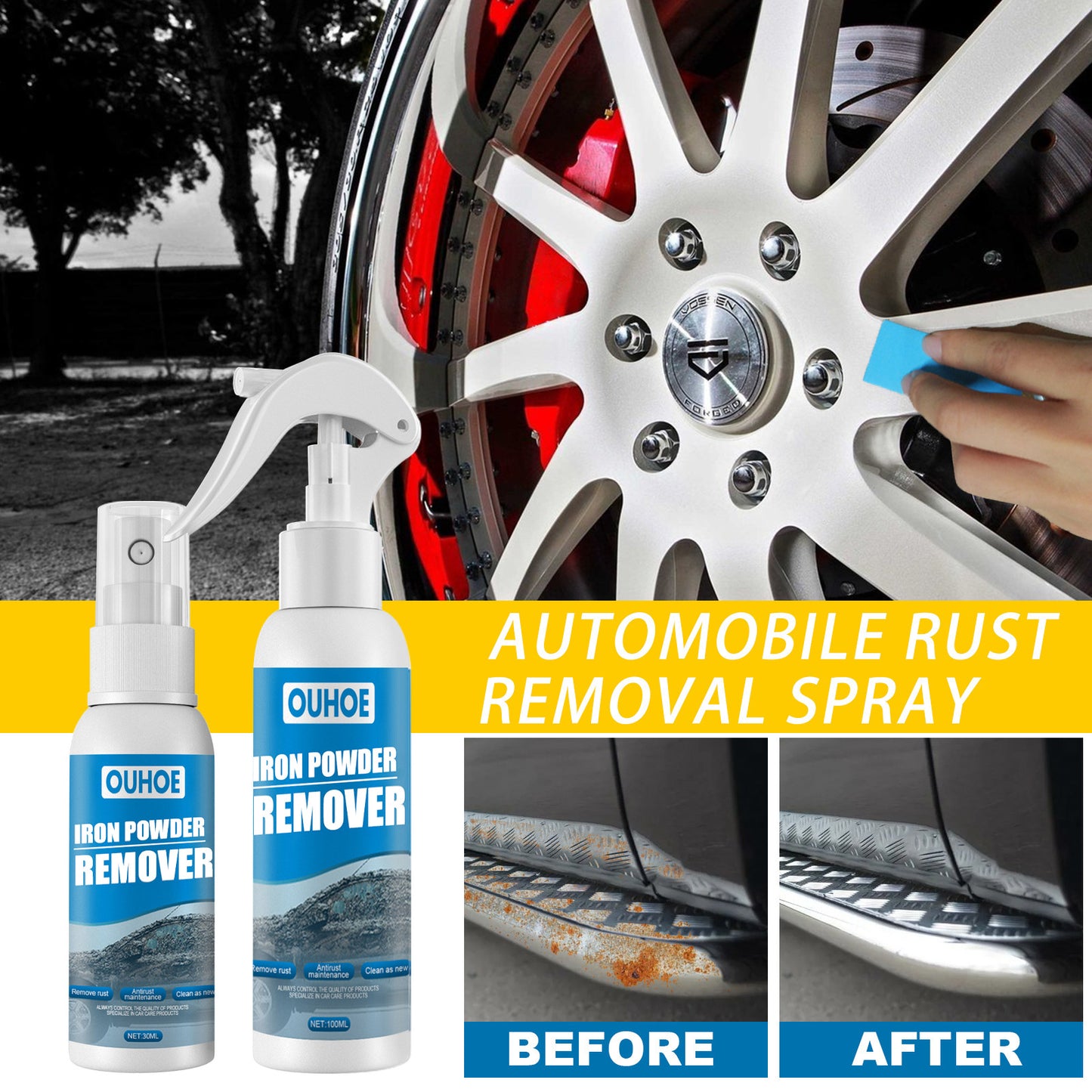 OUHOE Car Rust Remover Spray - Cleaning Supplies