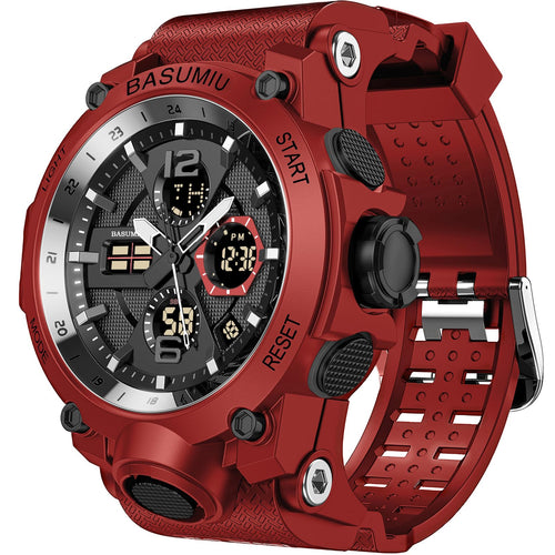 Pienolan Mens Sports Wrist Watches Analog Digital Tactical Military Watch Waterproof Gold Watches for Men (C-Red)